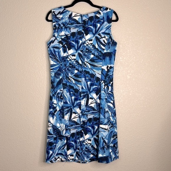 CB Established 1962 Blue Tropical Print Sleeveless Midi Dress Size 12 - Picture 5 of 8